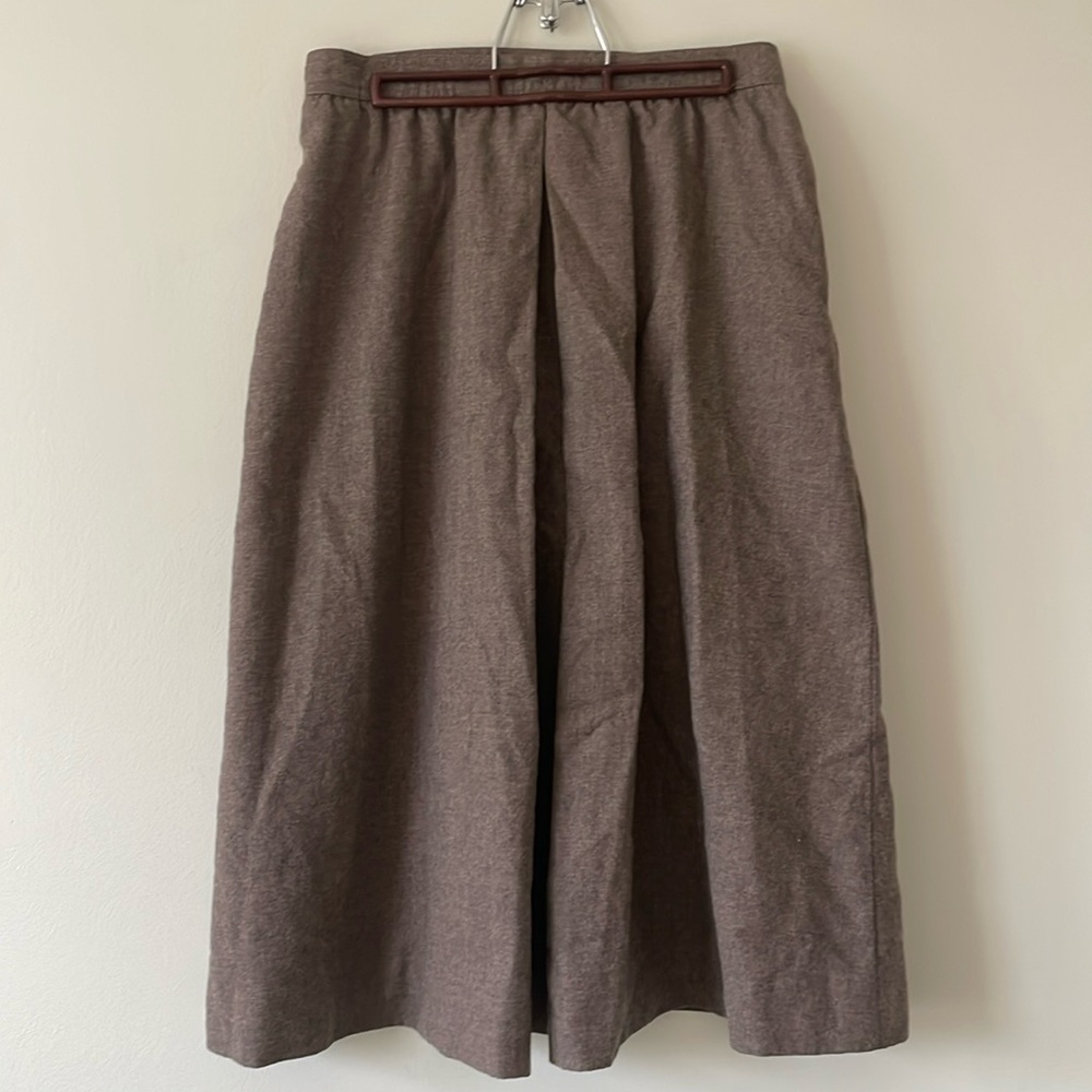 vintage lands end 100% wool gray brown skirt